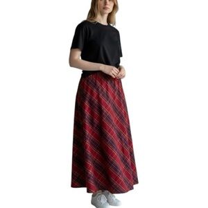 NEW Cato Hallmark Plaid Red Maxi Skirt Tartan High Waisted Size 16